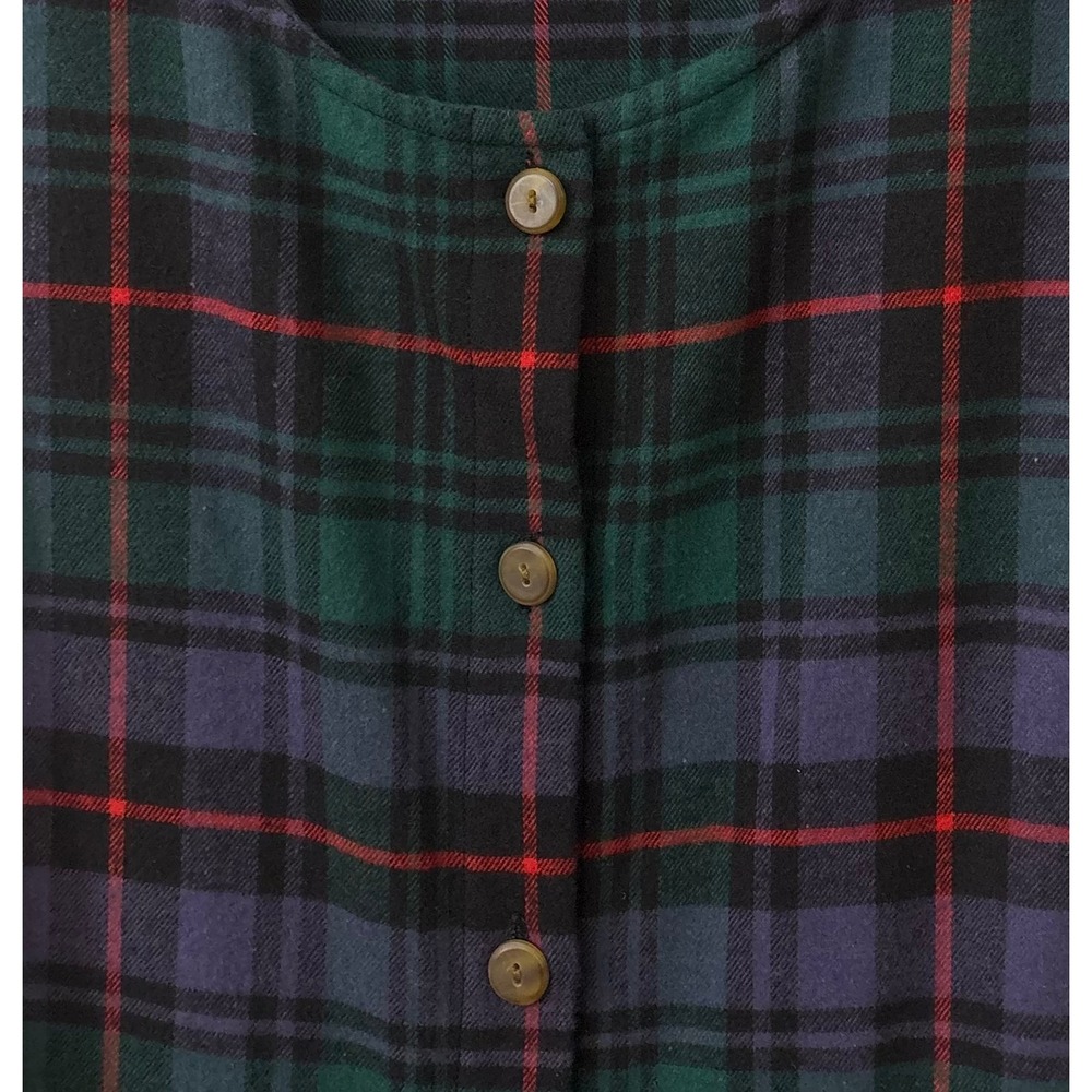 VTG Britches Maxi Plaid Flannel Dress Jumper M Button Back Modest Grunge Country - Picture 2 of 6